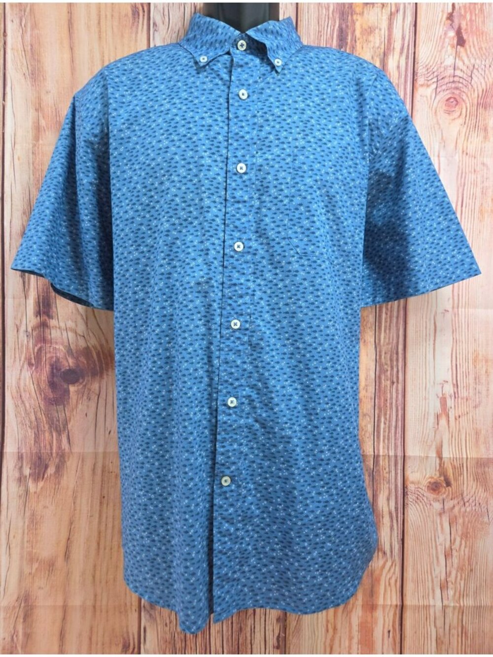 Southern Tide Mens Trim Fit Blue Fish Print Shirt Large